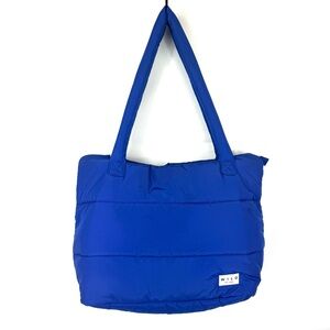 Wilo the Label Puffer Tote Bag, top zip, double handle, removable strap Lg EUC